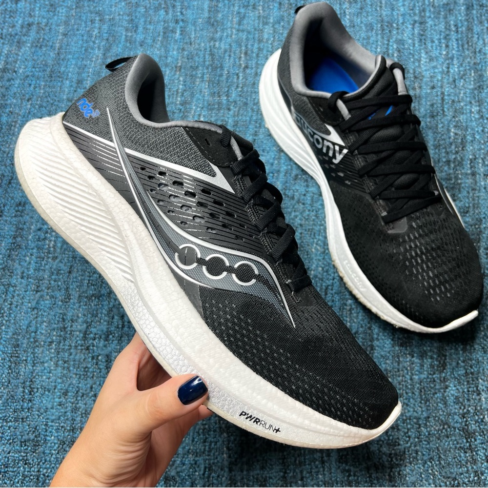 Saucony Ride 17 Running Shoes in Black White Blue Men's Size 11.5 Sneakers